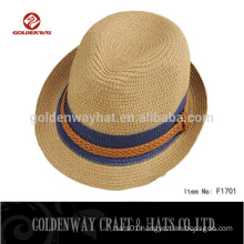 Fashion cheap paper braid fedora hat for men